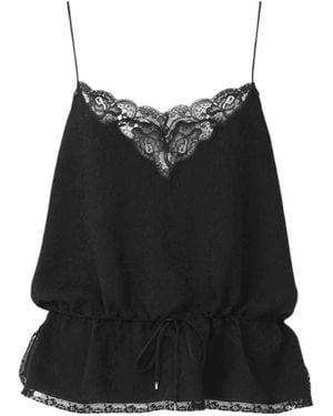 Chloé Chloé Lace-Detailed Spaghetti Strap Top - Black