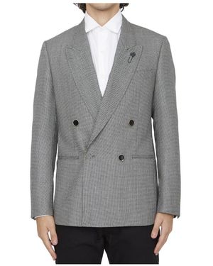 Lardini Peak-Lapel Double-Breasted Blazer - Grey