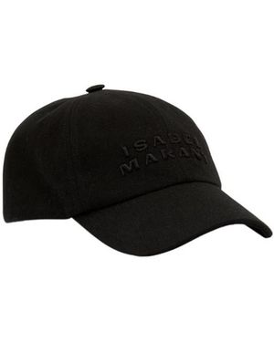 Isabel Marant Logo Embroidered Hat - Black