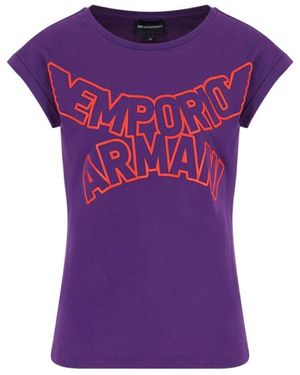 Emporio Armani Logo Short-Sleeved T-Shirt - Purple