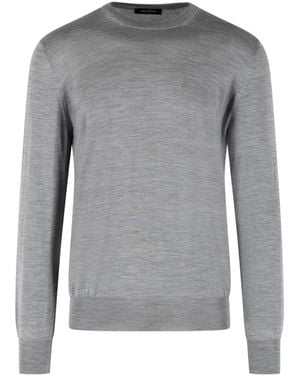 Gran Sasso Fine Knit Crew Neck Knitted Jumper - Grey