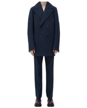 Bottega Veneta Curved Shape Double Coat - Blue