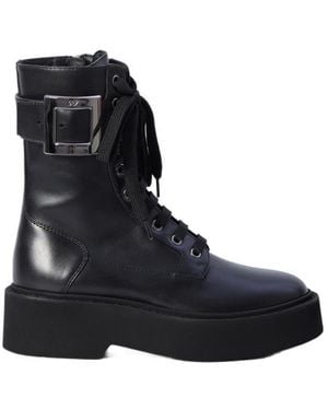 Roger Vivier Viv' Rangers Buckled Lace-Up Boots - Black