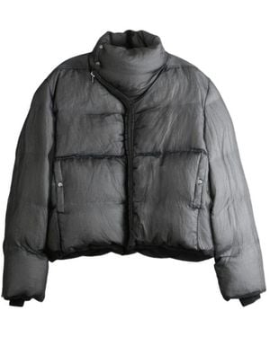 Rick Owens Turtle Funnel-Neck Zipped Padded Jacket - Gray