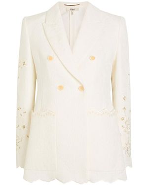Chloé Floral-Jacquard Cotton-Bend Blazer - White