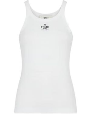 Fendi Top With Embroidered Logo - White