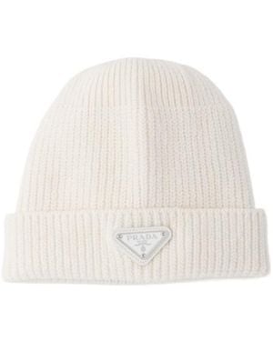 Prada Wool And Cashmere Beanie - White