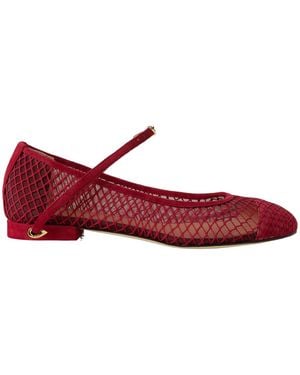 Jennifer Chamandi Paolo 20 Suede And Mesh Ballet Flats - Red