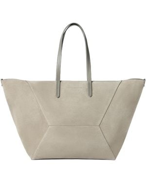 Brunello Cucinelli Large Bc Duo Suede Tote Bag - White