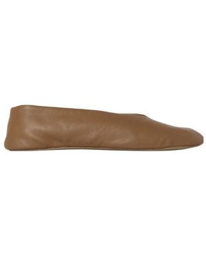The Row Stella Leather Slippers - Brown