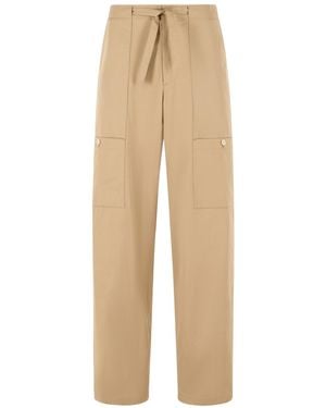 Jil Sander Drawstring Poplin Cargo Trousers - Natural