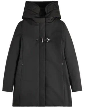 Fay Hooded Toggle-Fastening Coat - Black
