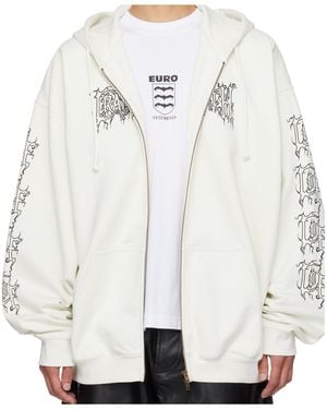 Vetements Logo Oversized Zip-Up Hoodie - White