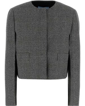Prada Crewneck Cropped Jacket - Grey
