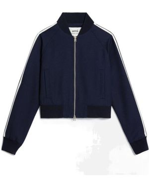 Ami Paris Stripe-Trim Track Jacket - Blue
