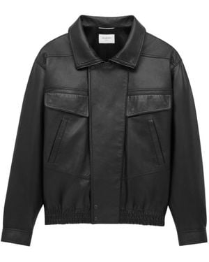 Saint Laurent Drop-Shoulder Bomber Jacket - Black