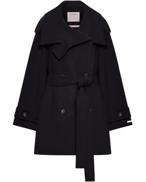 Sportmax Short Wool Trench Coat - Blue