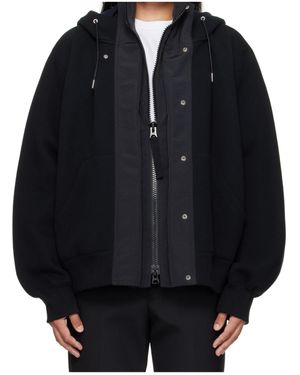 Sacai Sponge Sweat X Grosgrain Hoodie - Black