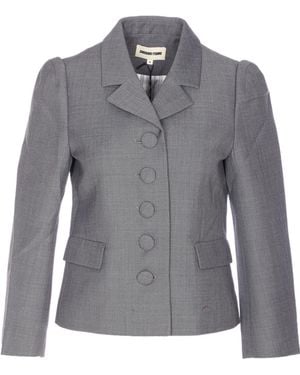 ShuShu/Tong Shushu/Tong Lapel Buttoned Short Jacket - Grey