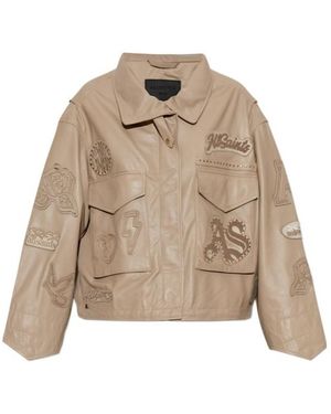 AllSaints Long-Sleeved Leather Jacket - Natural
