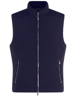Moorer Zip-Up Stand-Collar Gilet - Blue