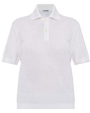 Jil Sander Wool Knit Polo T-Shirt - White