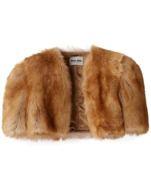 Miu Miu Shearling Fur Bolero Jacket - Brown