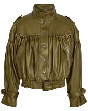 Chloé Cropped Leather Jacket - Green
