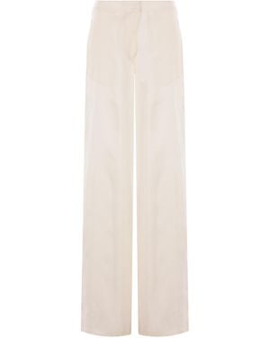 Blumarine Wide-Leg Gabardine Pants - White