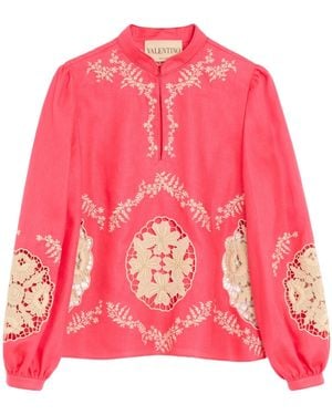 Valentino Embroidered Couture Linen Top