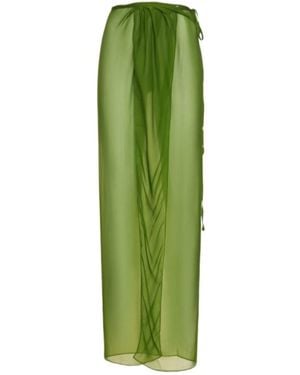 Christopher Esber Silk Chiffon Long Wrap Skirt - Green