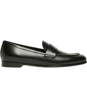 Max Mara Semi-Glossy Leather Moccasins - Black