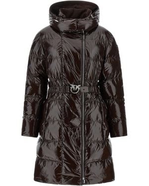 Pinko Love Birds Belted Down Jacket - Gray