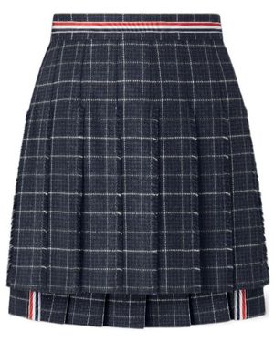 Thom Browne Windowpane Houndstooth Pleated Skirt - Blue