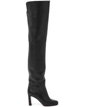 Christian Louboutin Eather Over-The-Knee Boots - Black