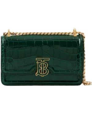 Burberry Mini Tb Crocodile-Effect Crossbody Bag - Green