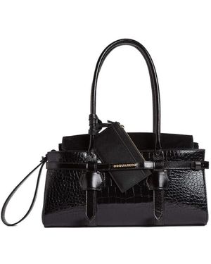 DSquared² Logo Stamp Twin Shoulder Bag - Black
