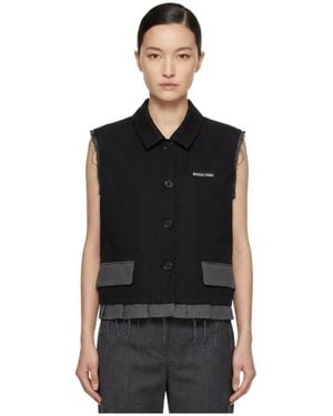 Marissa Chiara Raw-Edge Logo Vest - Black