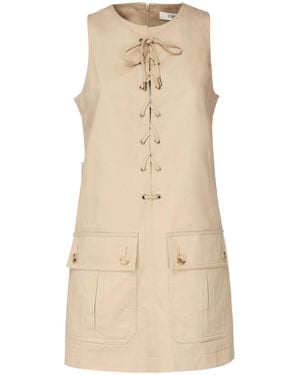 Chloé Cotton Satin Lace-Up Pinafore Dress - Natural