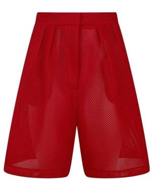 Frankie Shop 'Marfa' Mesh Pleated Bermuda Shorts - Red
