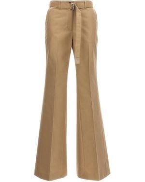 Sacai Flared Belted Trousers - Natural