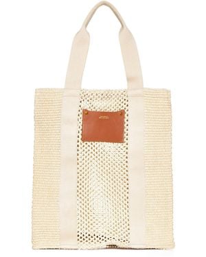 Isabel Marant Striped Woven Top Handle Bag - White