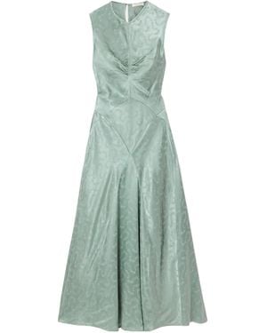 Doen Ginette Panelled Floral-Jacquard Satin Midi Dress - Green