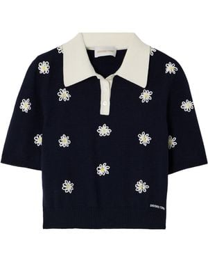 ShuShu/Tong Floral Embroidery Short Polo Shirt - Blue