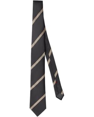 Brunello Cucinelli Striped Silk Tie - White