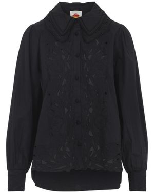 FARM Rio Embroidered Lace-Collar Shirt - Blue