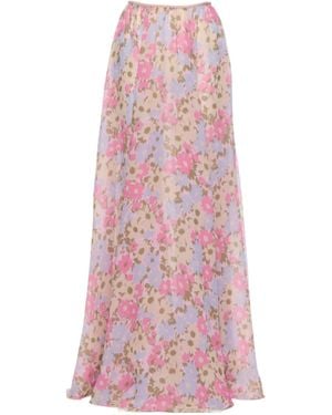 Valentino Floral Midi Skirt - Pink