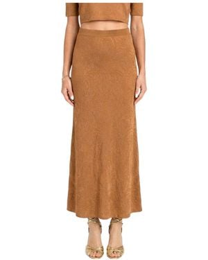 Twinset Floral-Jacquard Slim Fit Maxi Skirt - Brown