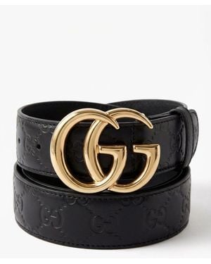 Gucci Interlocking G Logo Leather Belt - Black