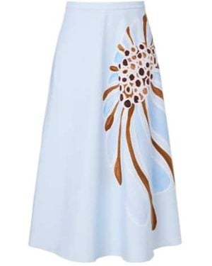 Dorothee Schumacher Floral Cotton-Blend Midi Skirt - Blue